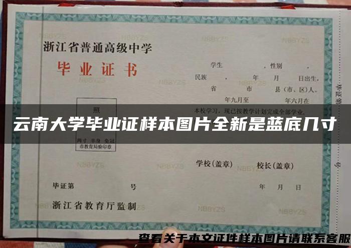 云南大学毕业证样本图片全新是蓝底几寸