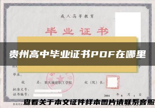 贵州高中毕业证书PDF在哪里