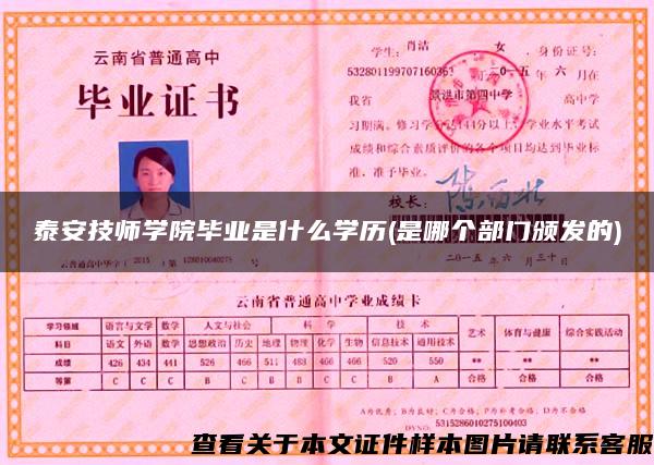 泰安技师学院毕业是什么学历(是哪个部门颁发的)