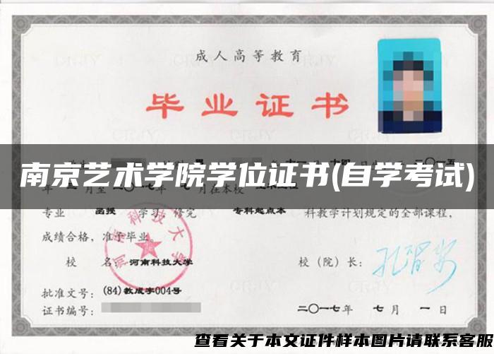 南京艺术学院学位证书(自学考试)
