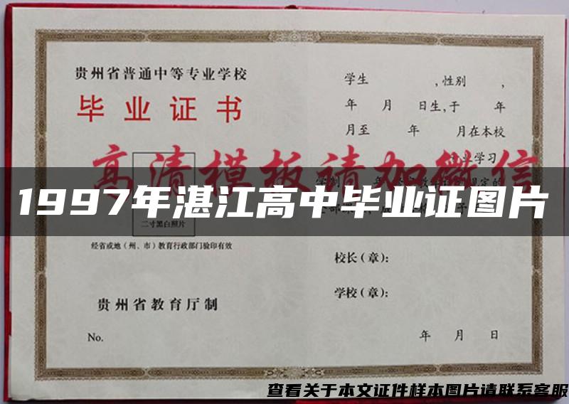 1997年湛江高中毕业证图片