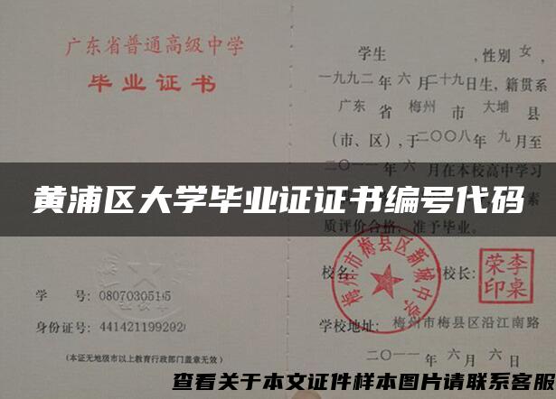黄浦区大学毕业证证书编号代码
