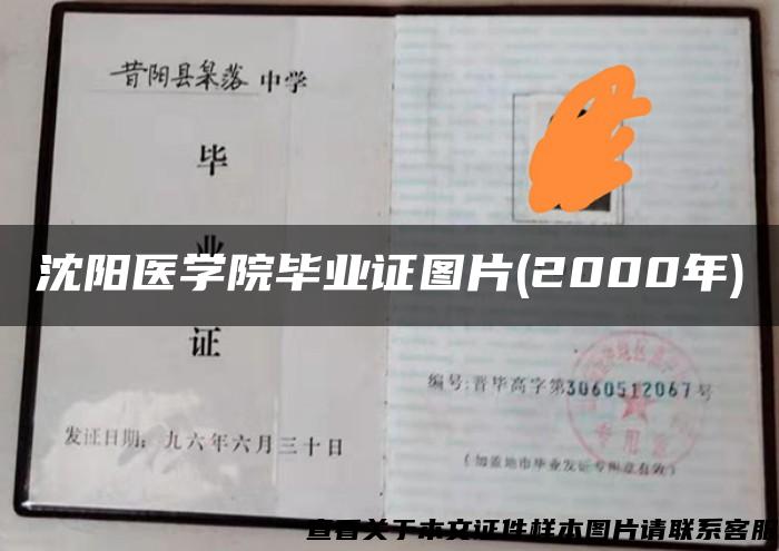 沈阳医学院毕业证图片(2000年)