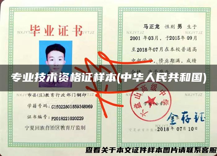 专业技术资格证样本(中华人民共和国)