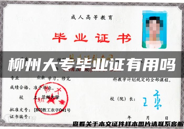 柳州大专毕业证有用吗