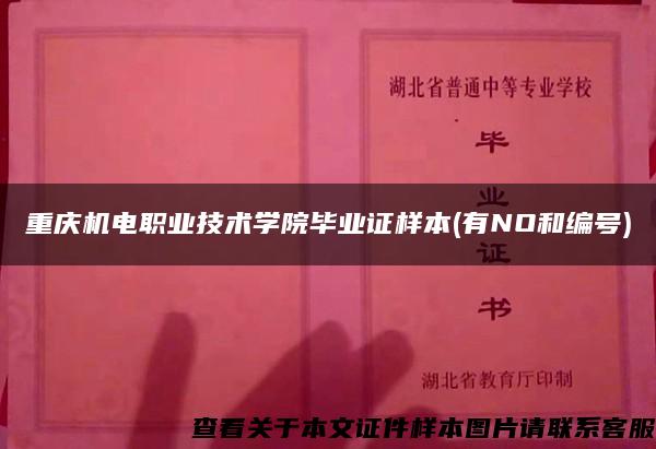 重庆机电职业技术学院毕业证样本(有NO和编号)