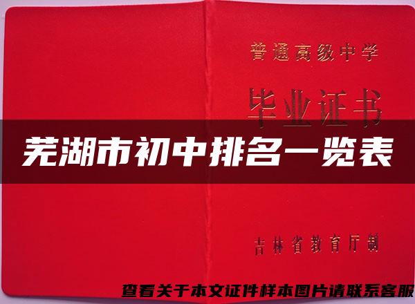 芜湖市初中排名一览表