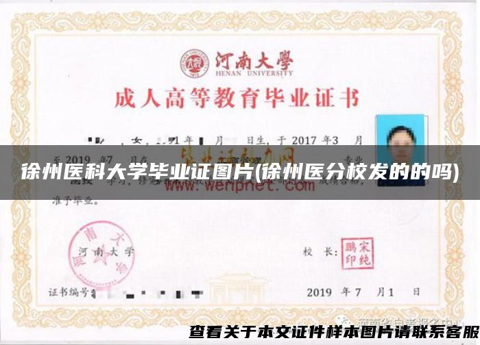 徐州医科大学毕业证图片(徐州医分校发的的吗)