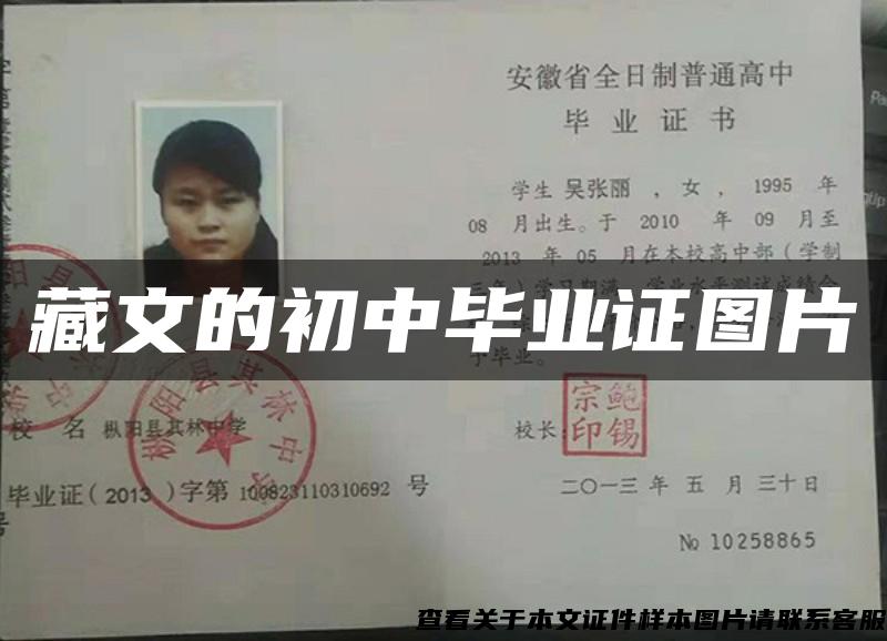 藏文的初中毕业证图片