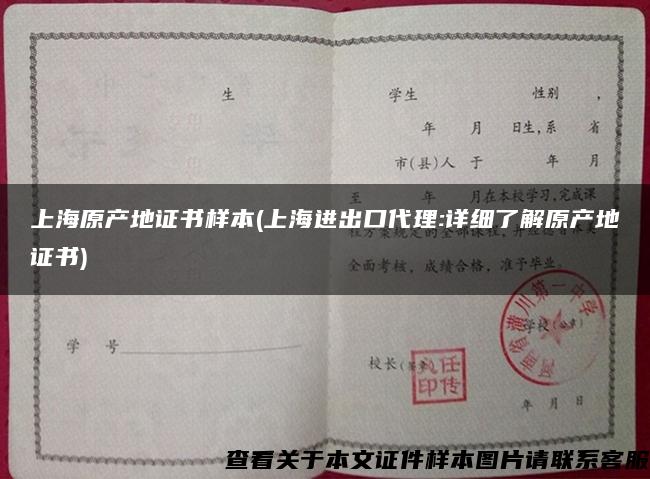上海原产地证书样本(上海进出口代理:详细了解原产地证书)