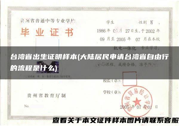 台湾省出生证明样本(大陆居民申请台湾省自由行的流程是什么)