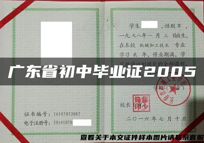 广东省初中毕业证2005