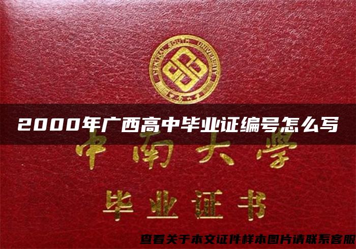 2000年广西高中毕业证编号怎么写