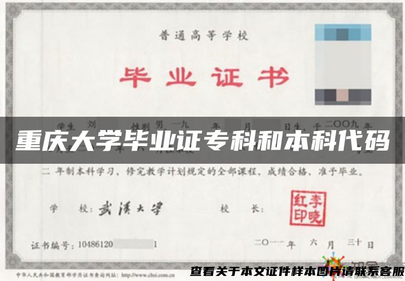 重庆大学毕业证专科和本科代码