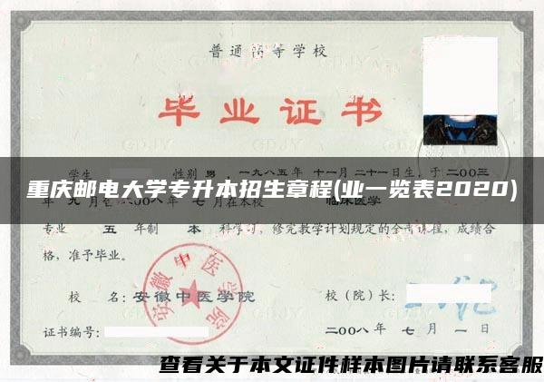 重庆邮电大学专升本招生章程(业一览表2020)