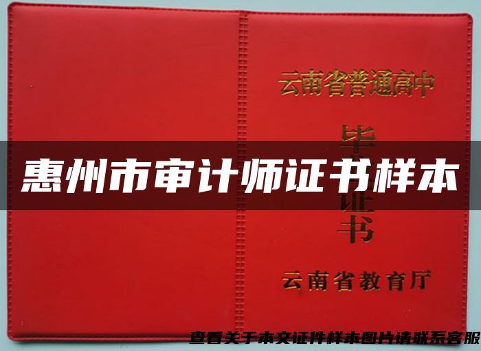 惠州市审计师证书样本