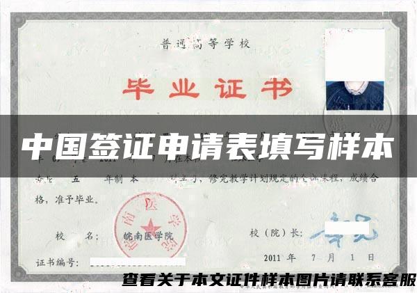 中国签证申请表填写样本