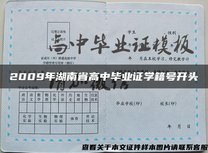 2009年湖南省高中毕业证学籍号开头
