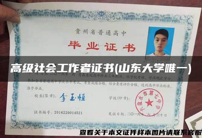 高级社会工作者证书(山东大学唯一)