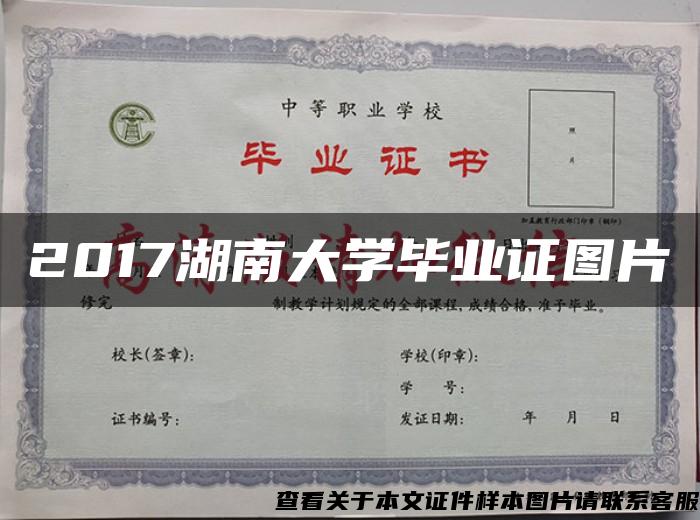 2017湖南大学毕业证图片