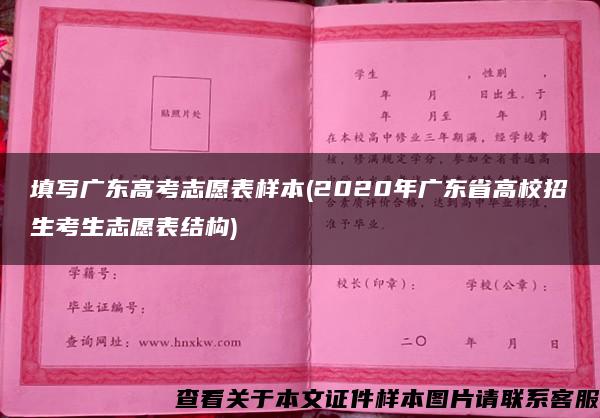 填写广东高考志愿表样本(2020年广东省高校招生考生志愿表结构)