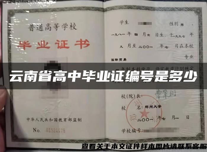 云南省高中毕业证编号是多少