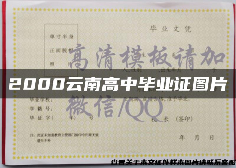2000云南高中毕业证图片