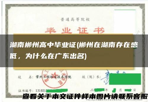湖南郴州高中毕业证(郴州在湖南存在感低，为什么在广东出名)