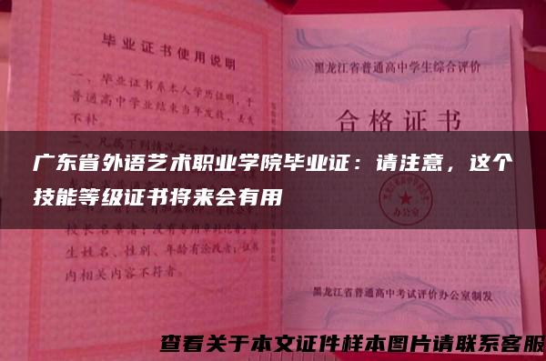 广东省外语艺术职业学院毕业证：请注意，这个技能等级证书将来会有用