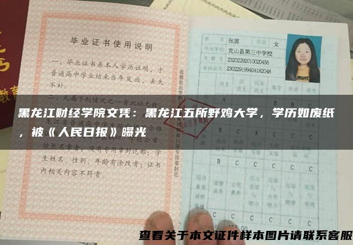 黑龙江财经学院文凭：黑龙江五所野鸡大学，学历如废纸，被《人民日报》曝光