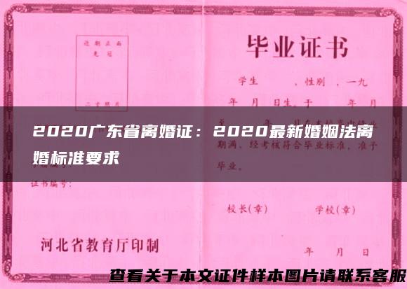 2020广东省离婚证：2020最新婚姻法离婚标准要求