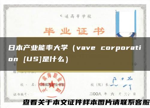 日本产业能率大学（vave corporation [US]是什么）