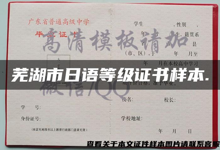 芜湖市日语等级证书样本.