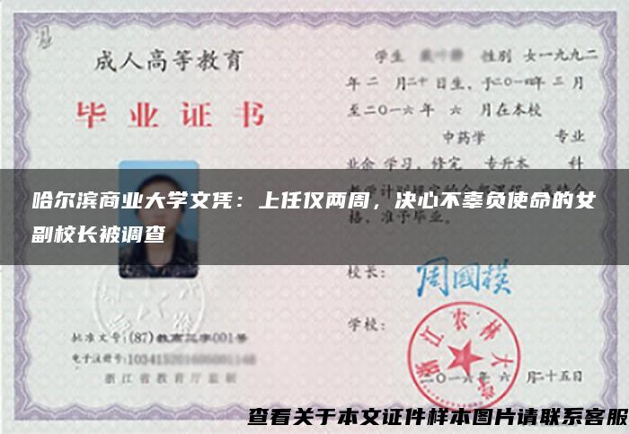 哈尔滨商业大学文凭：上任仅两周，决心不辜负使命的女副校长被调查