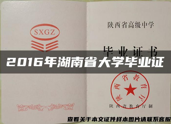 2016年湖南省大学毕业证