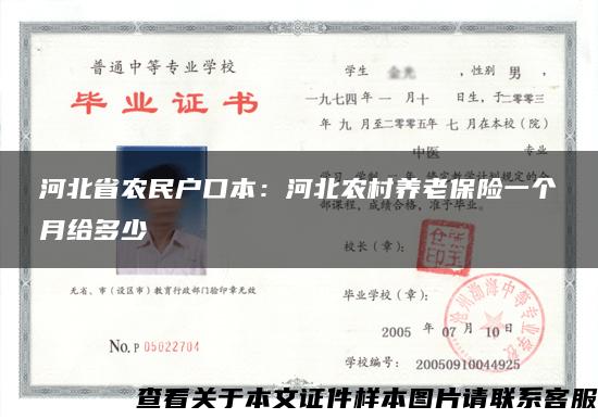 河北省农民户口本：河北农村养老保险一个月给多少