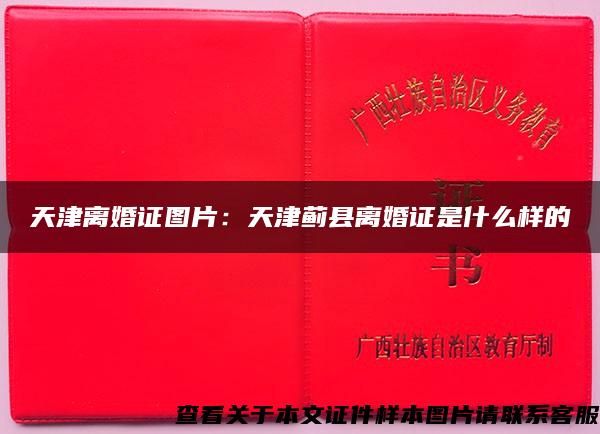 天津离婚证图片：天津蓟县离婚证是什么样的