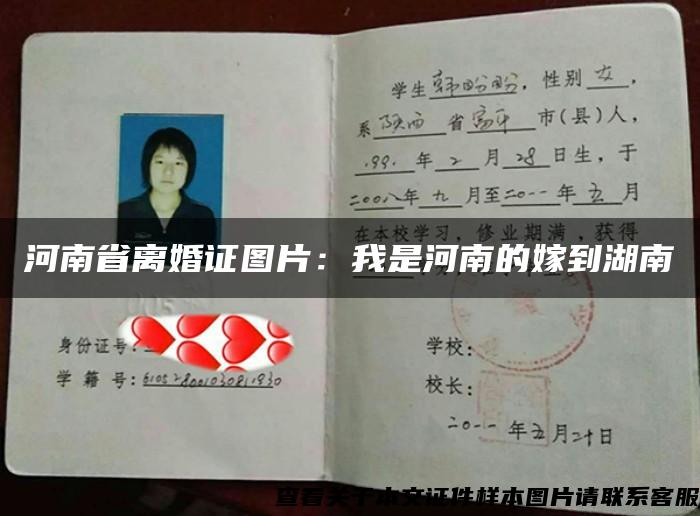 河南省离婚证图片：我是河南的嫁到湖南