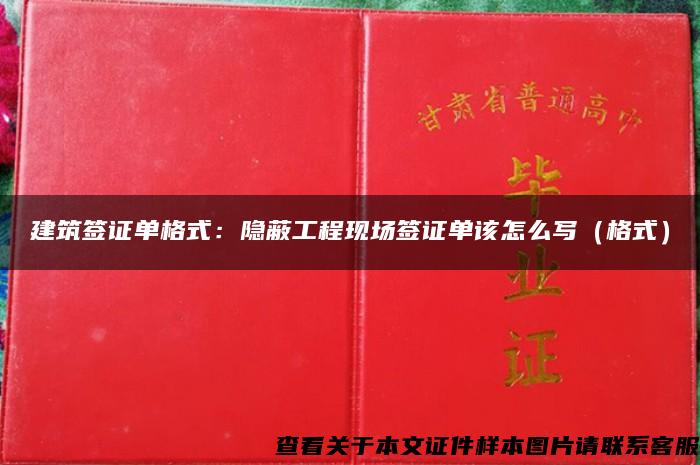 建筑签证单格式:隐蔽工程现场签证单该怎么写(格式) 建筑签证单格式:隐蔽工程现场签证单该怎么写(格式)