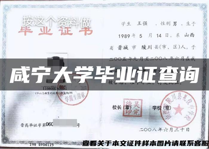 咸宁大学毕业证查询