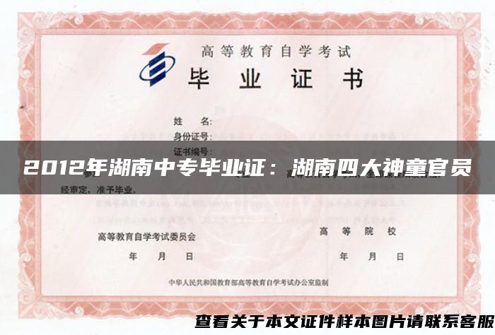 2012年湖南中专毕业证：湖南四大神童官员