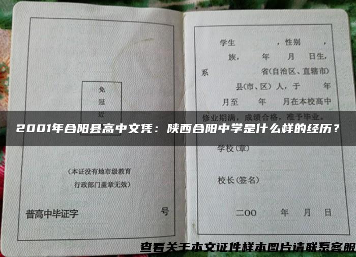 2001年合阳县高中文凭：陕西合阳中学是什么样的经历？