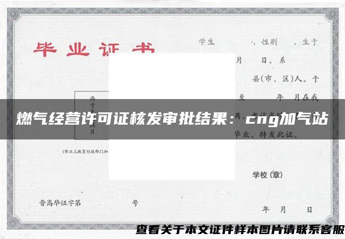 燃气经营许可证核发审批结果：cng加气站