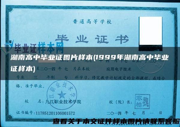 湖南高中毕业证图片样本(1999年湖南高中毕业证样本)