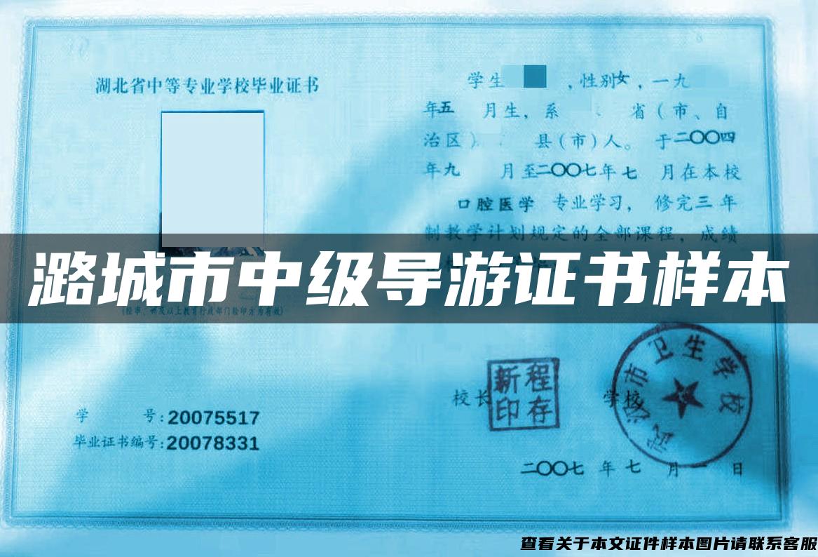 潞城市中级导游证书样本