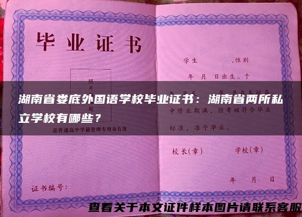 湖南省娄底外国语学校毕业证书：湖南省两所私立学校有哪些？