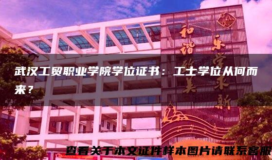 武汉工贸职业学院学位证书：工士学位从何而来？