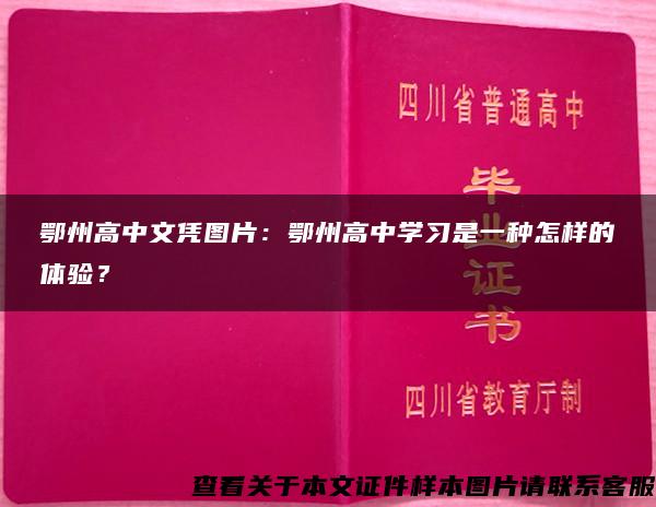 鄂州高中文凭图片：鄂州高中学习是一种怎样的体验？