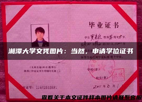 湘潭大学文凭图片：当然，申请学位证书