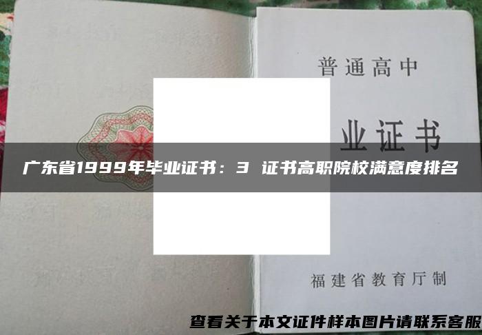 广东省1999年毕业证书：3 证书高职院校满意度排名